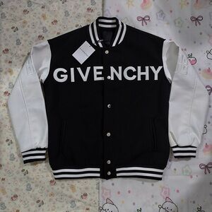 Givenchy Black and White Color-Blocked Baseball Jacket